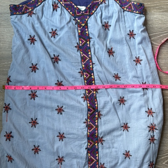 Sundance Blue Boho Wandering Soul Embroidered Midi Sleeveless Dress MP - Picture 11 of 12